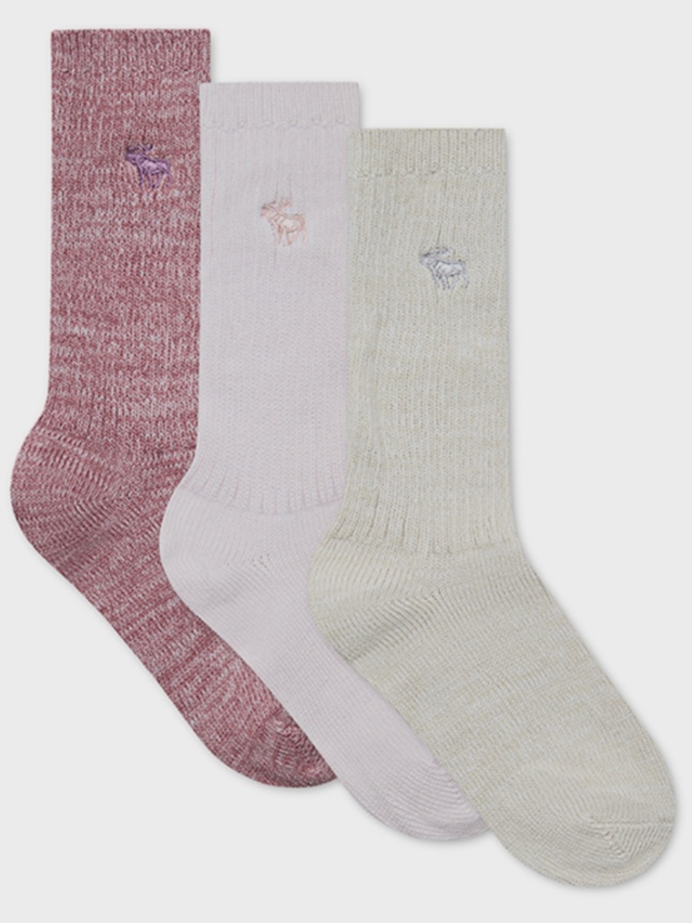 Abercrombie Kids 3-Pack Logo Embroidered Camp Crew Socks